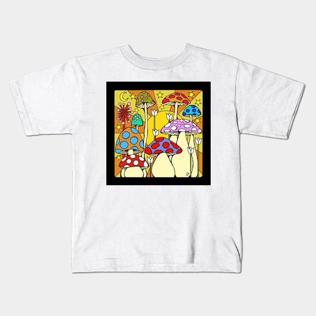 Mushroom Sunbeams Kids T-Shirt by vswizzart